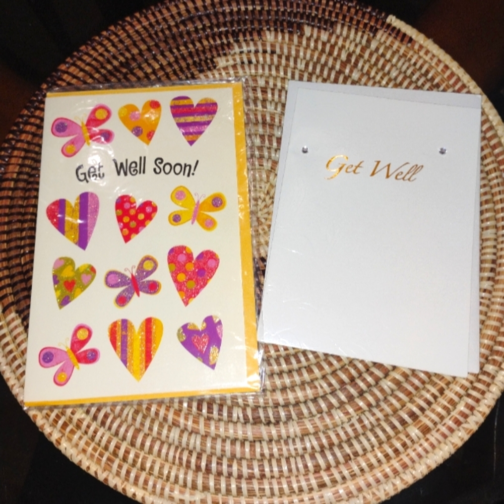 2 Get Well Soon Greeting Cards NEW